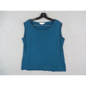 Misook Womens Shirt Large Blue Knit Sleeveless Pullover Career Layer Capsule‎